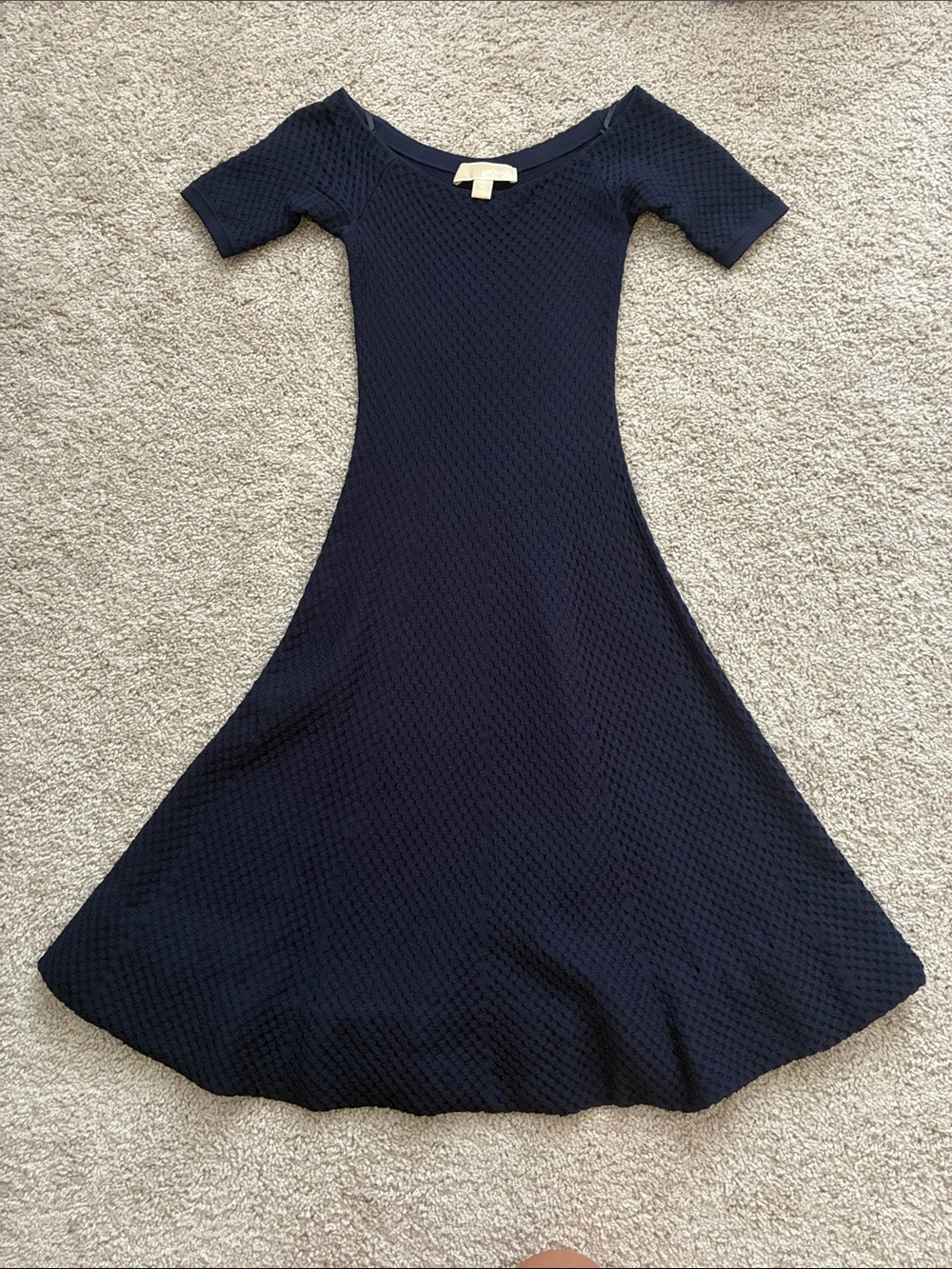 Michael Kors Navy Textured Mini Fit-and-Flare Dress